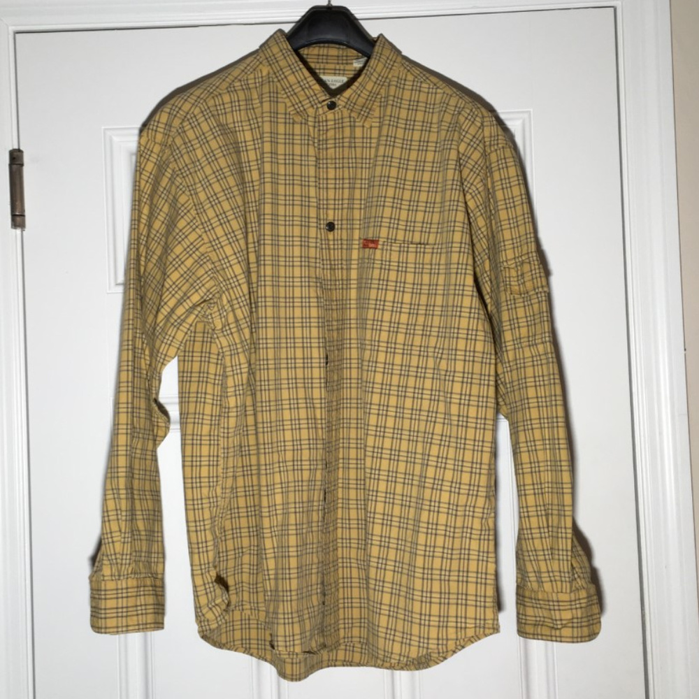 L American Eagle Yellow/Blue Plaid Button-down